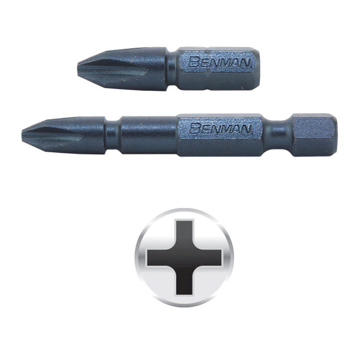 SCREW BIT SUPER PZ2X50MM TORSION IMPACT BENMAN 2PCS