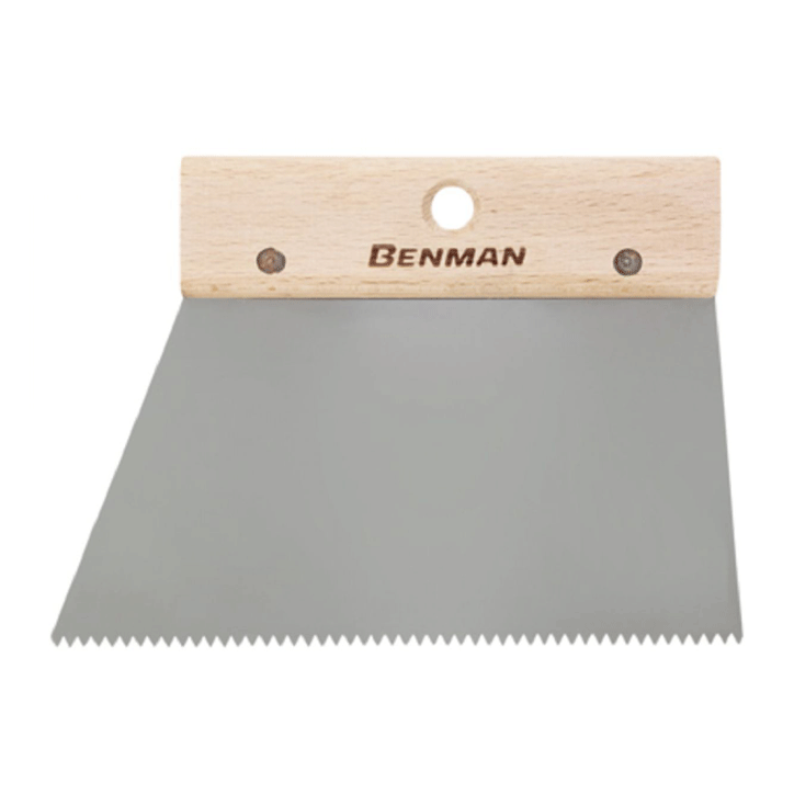 ADHESIVE SPREADER ΙΝΟΧ NOTCHED WITH WOODEN HANDLE 200MM BENMAN