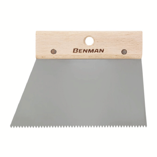 ADHESIVE SPREADER ΙΝΟΧ NOTCHED WITH WOODEN HANDLE 200MM BENMAN