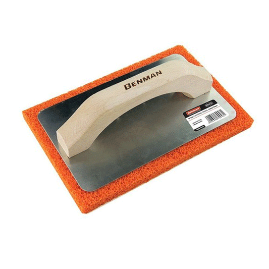 SPONGE TROWEL WITH ALUMINIUM BASE & WOODEN HANDLE 140X210MM BENMAN