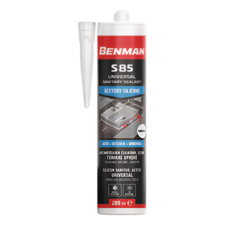 UNIVERSAL SANITARY SEALANT ACETOXY SILICONE S85 TRANSPARENT 280ML BENMAN