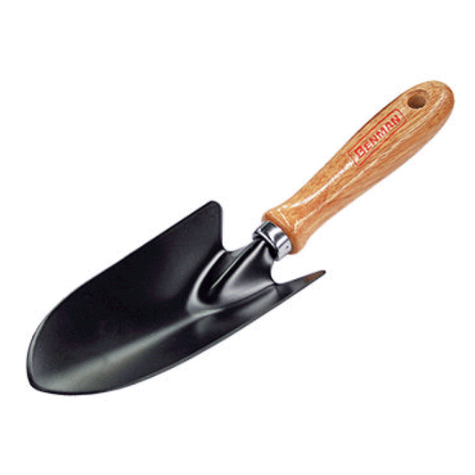 HAND TROWEL WITH WOODEN HANDLE WIDE BENMAN