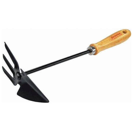 HOE CULTIVATOR WITH 3-PRONGS AND WOODEN HANDLE BENMAN