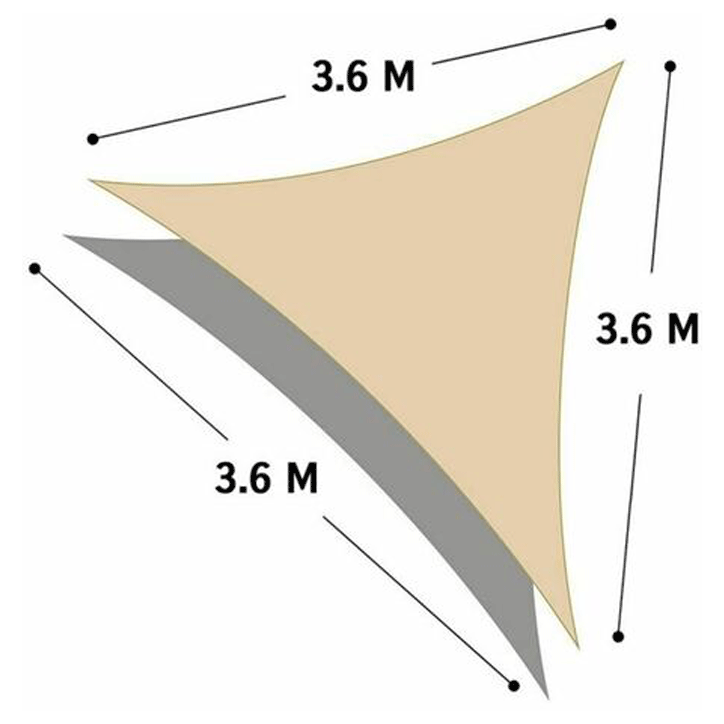 SUN SHADE 3.6X3.6M 3ASS CLR