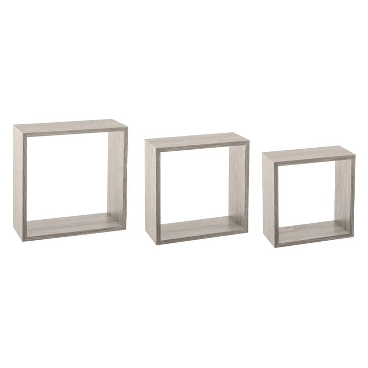 WALL SHELF CUBE OAK GREY L X3