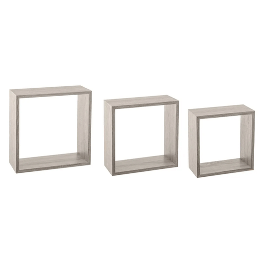 WALL SHELF CUBE OAK GREY L X3