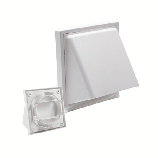 VENTILATION GRILL ABS ? 10-12CM RECESS MOUNTING + HOOD WHITE