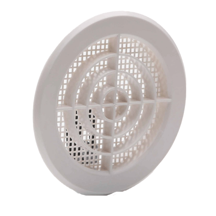 VENTILATION GRILL ABS ? 10-11CM RECESS MOUNTING + CLIP + NET WHITE