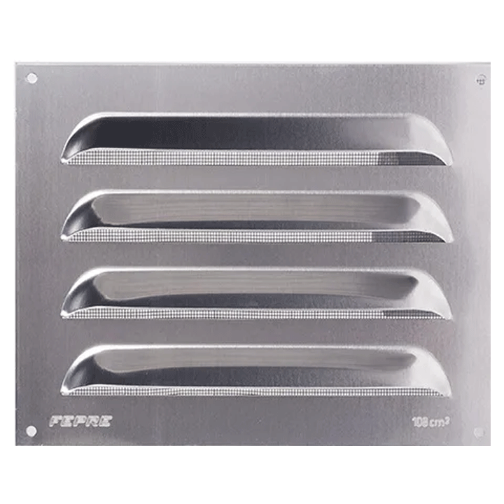 VENTILATION GRILL ALUMINIUM 20X25CM REINFORCED 1.5MM AIRFLOW + NET