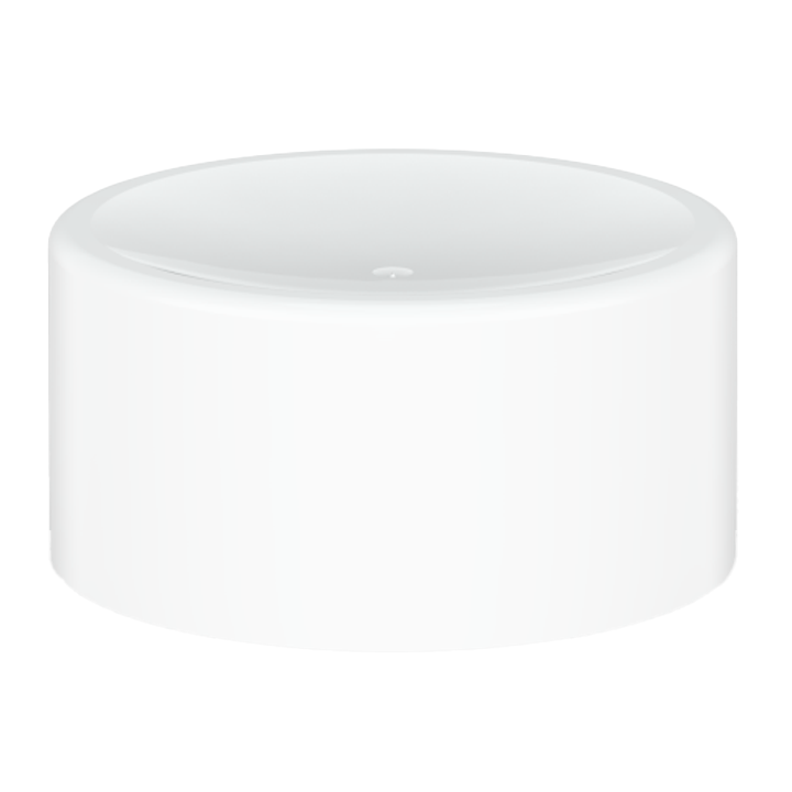 TUBE CAPS ROUND WHITE 22MM
