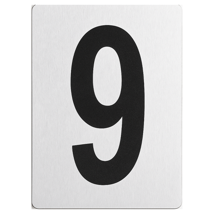 SIGN HOUSE NUMBER "9" 6X4 SILVER