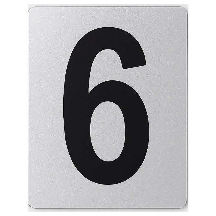 SIGN HOUSE NUMBER "6" 4X3 SILVER