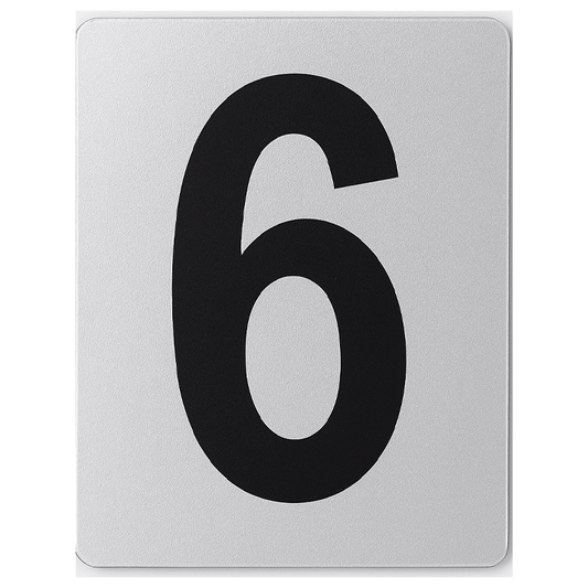 SIGN HOUSE NUMBER "6" 4X3 SILVER