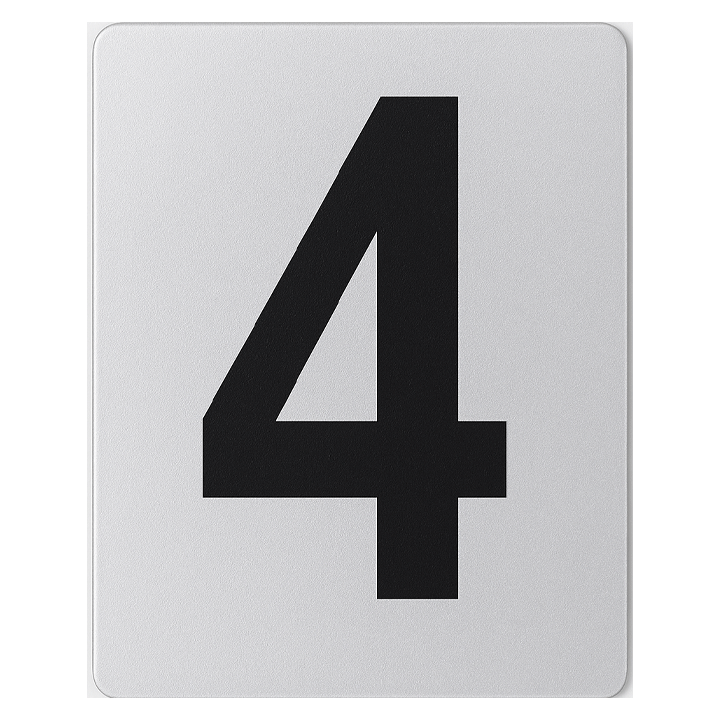 SIGN HOUSE NUMBER "4" 4X3 SILVER