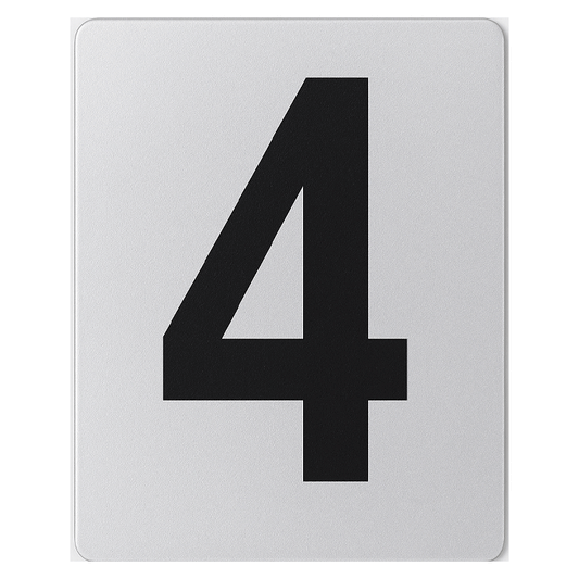 SIGN HOUSE NUMBER "4" 4X3 SILVER