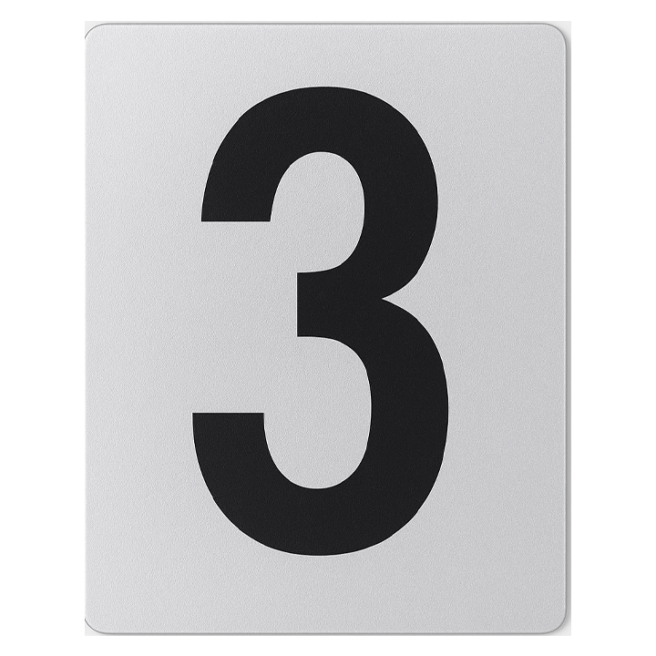 SIGN HOUSE NUMBER "3" 4X3 SILVER