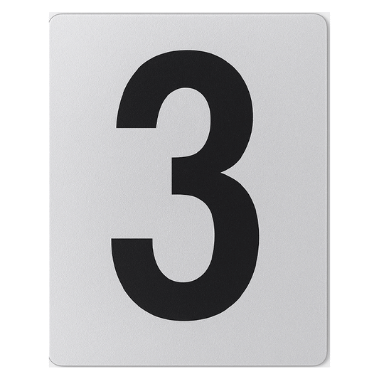 SIGN HOUSE NUMBER "3" 4X3 SILVER