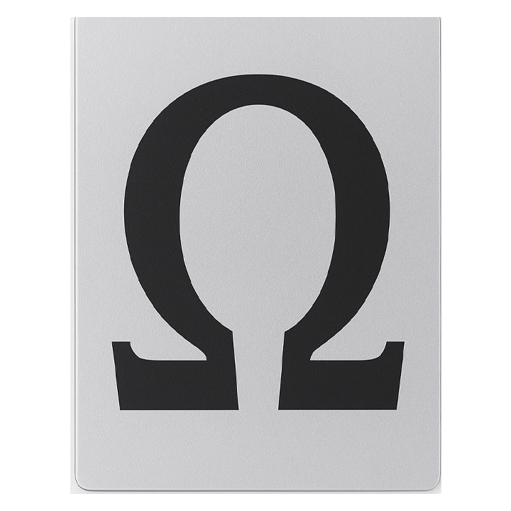 SIGN HOUSE LETTER "Ω" 4X3 SILVER