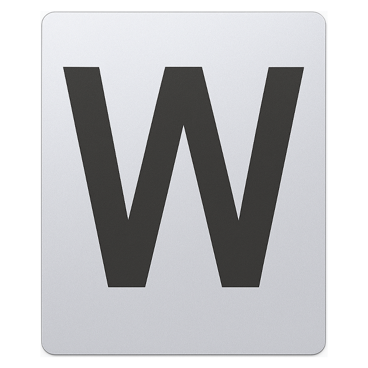 SIGN HOUSE LETTER "W" 4X3 SILVER