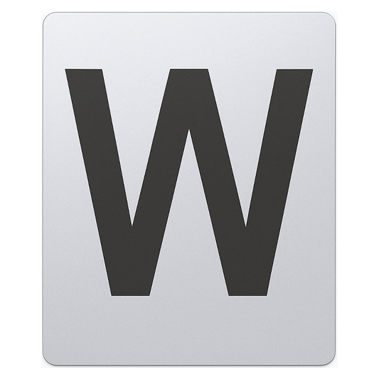 SIGN HOUSE LETTER "W" 4X3 SILVER