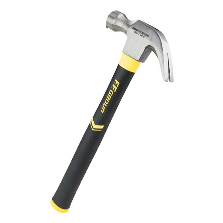 CLAW HAMMER WITH FIBERGLASS HANDLE 16OZ 450GR FF GROUP