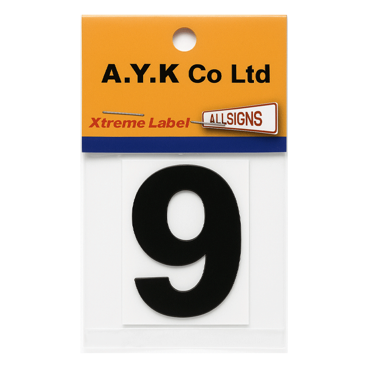 SIGN PVC HOUSE NUMBER "9" 6CM