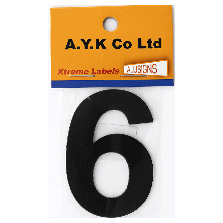 SIGN PVC HOUSE NUMBER "6" 6CM