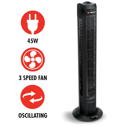 TOWER FAN BLACK 78CM 45W 220-240V