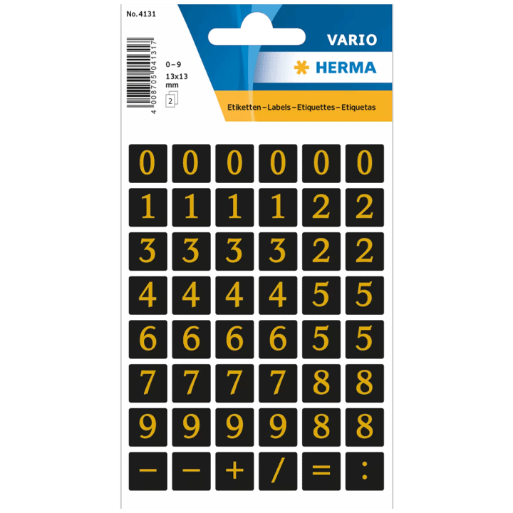 HERMA NUMBERS 13X13MM GOLD FOIL 4131