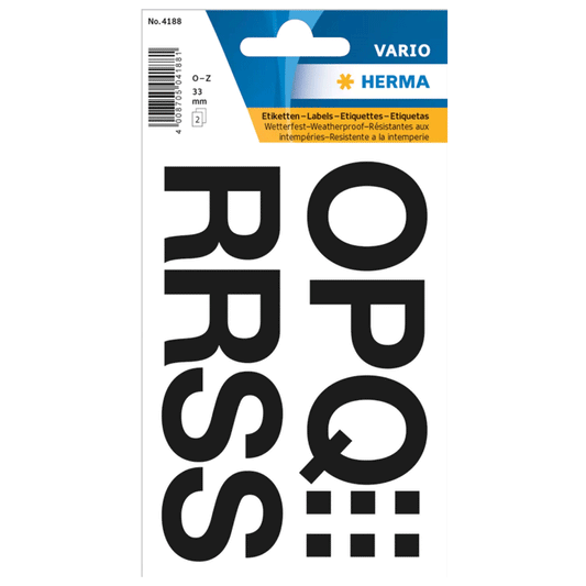 HERMA NUMBERS O-Z BLACK 33MM 4188