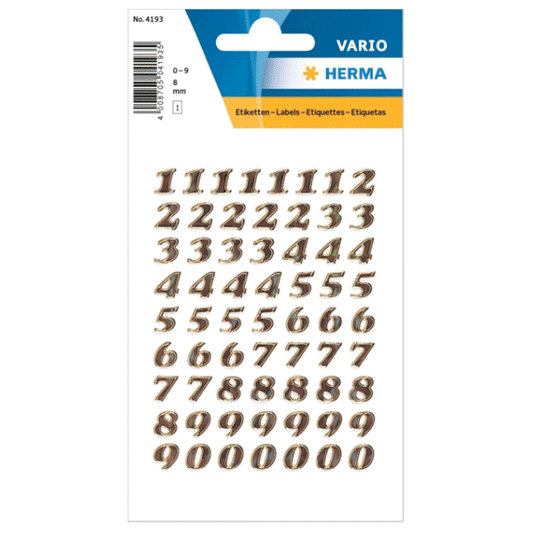 HERMA NUMBERS BLACK/GOLD 8MM 4193