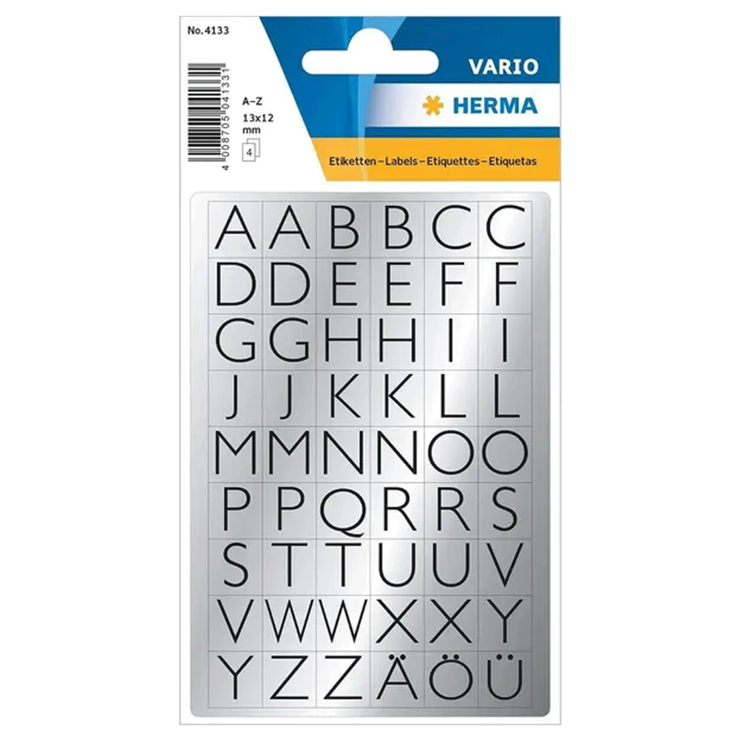 HERMA LETTERS 13X12MM SIL. FOIL 4133