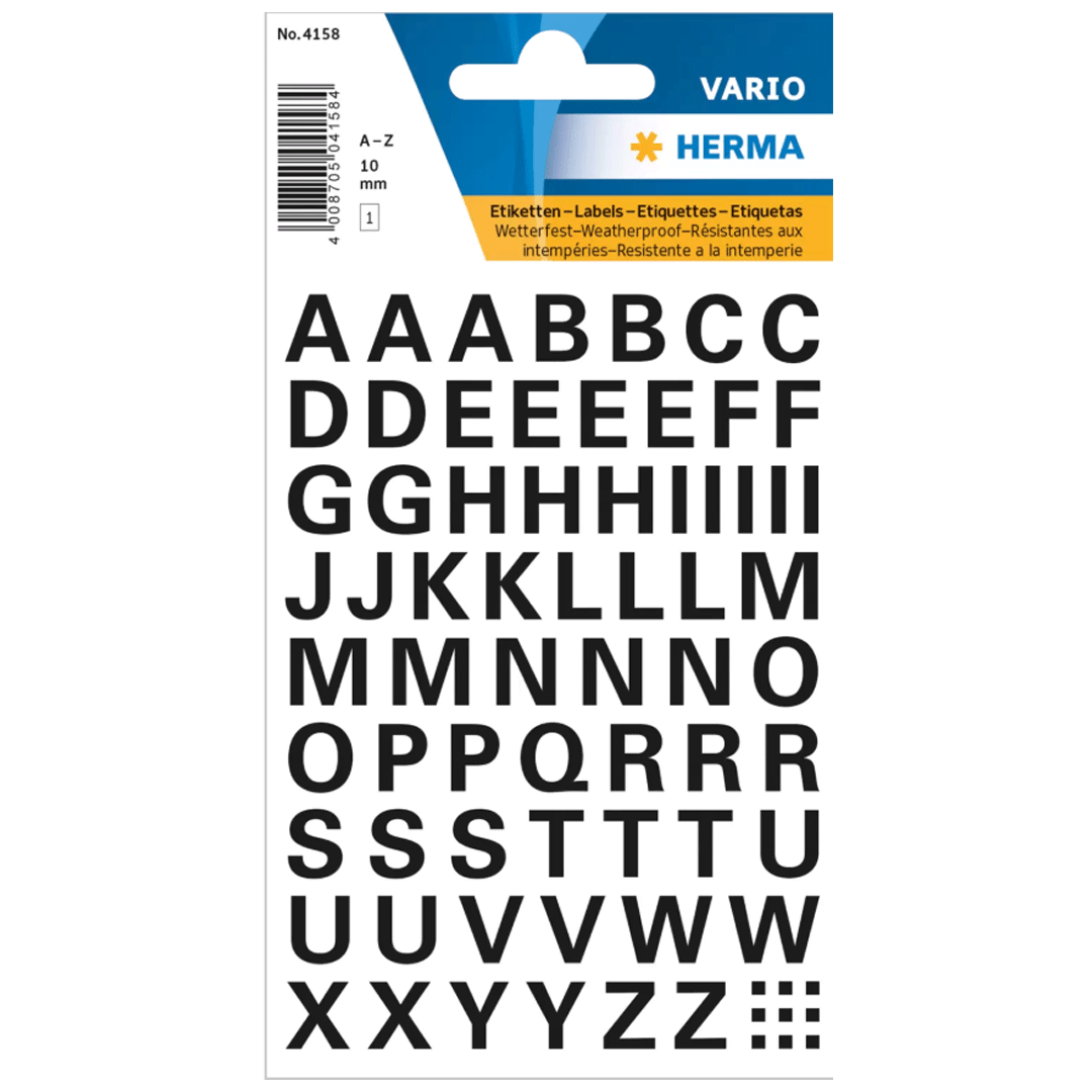 HERMA LETTERS BLACK  10MM 4158