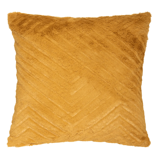 CUSHION 3D FUR GEO OCHER 45X45