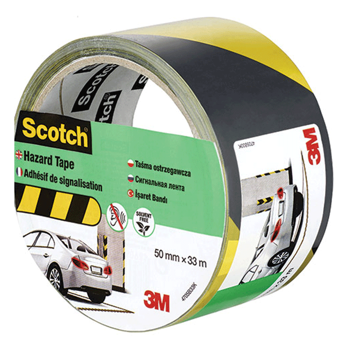 HAZARD TAPE BLACK/YELLOW  SCOTCH 50MMX33M