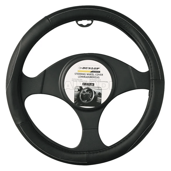 STEERING WHEEL COVER 37-39CM 12 3,99 DUNLOP PU BLACK CL