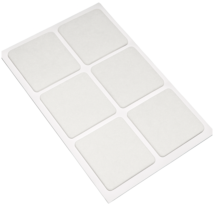 FELT PADS ADHESIVE 30X30MM 6PCS WHITE