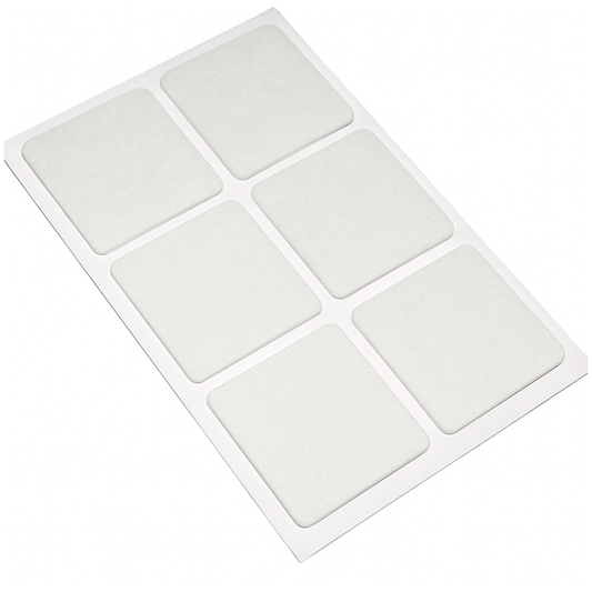 FELT PADS ADHESIVE 30X30MM 6PCS WHITE