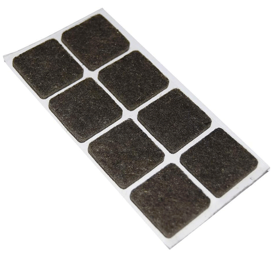 FELT PADS ADHESIVE 25X25MM 8PCS BROWN