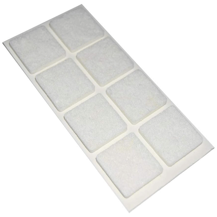 FELT PADS ADHESIVE 25X25MM 8PCS WHITE