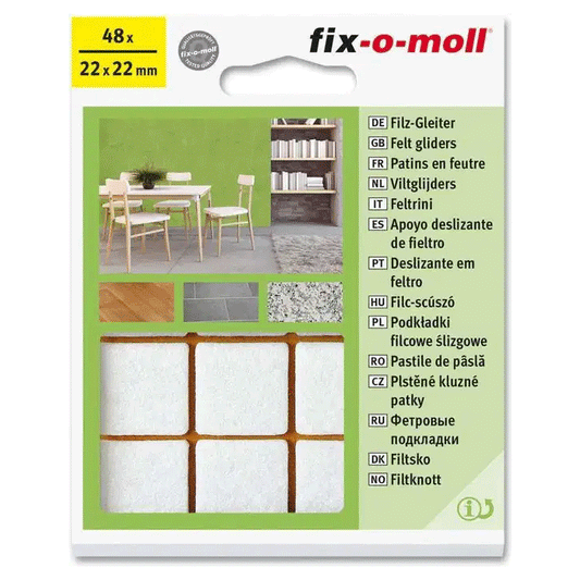 FELT GLIDERS WHITE 48 22X22MM