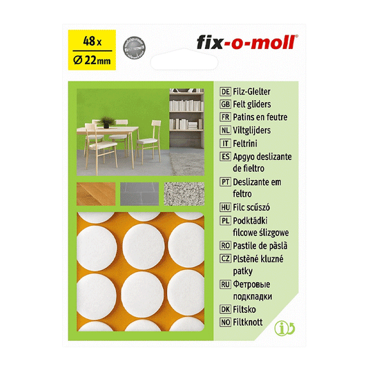 FELT GLIDERS WHITE 48 22MM