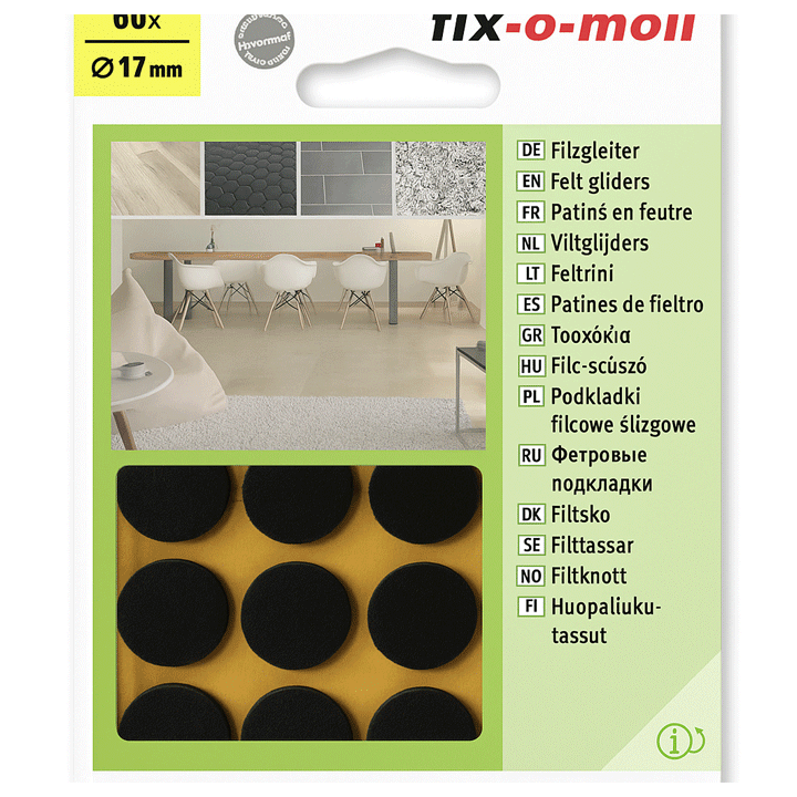 FELT GLIDERS BROWN 60 17MM