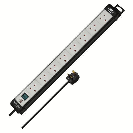 PREMIUM-LINE EXTENSION LEAD 8-WAY BLACK/LIGHT GREY 3M H05VV-F 3G1,25 WITH SWITCH