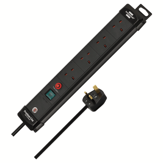 PREMIUM-LINE EXTENSION LEAD FB WITH SAFETY FUSE RESET BUTTON 4-WAY 3M BLACK