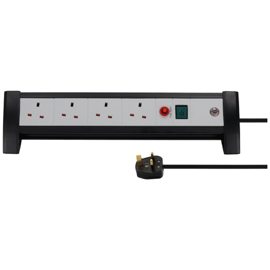 PREMIUM-OFFICE-LINE FB 5 EXTENSION LEAD WITH SAFETY FUSE RESET BUTTON 4-WAY 3M BLACK/GREY