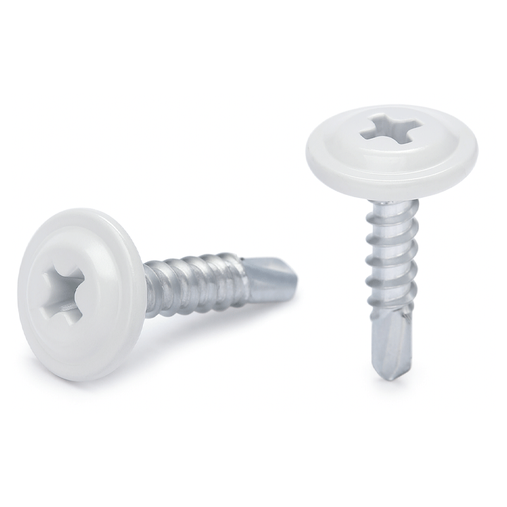 SCREW TRUSH WITH DRILL BIT 8X1/2 [4.2X13] 200PCS [WHITE HEAD]