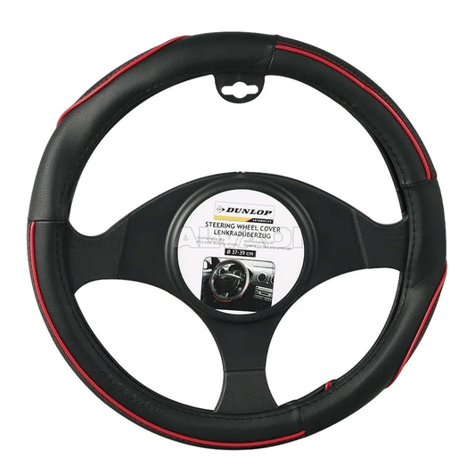 STEERING WHEEL COVER 37-39CM DUNLOP PU RED
