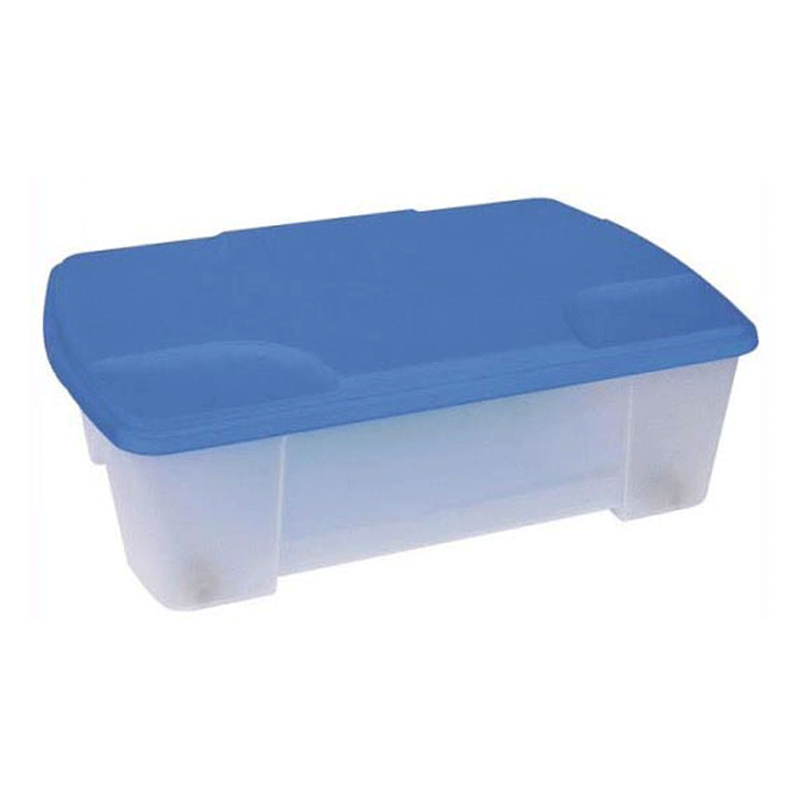 MULTIUSE BOX PLASTIC L565X390XH180MM W/TRANSPARENT BOTTOM+BLUE COVER