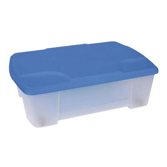 MULTIUSE BOX PLASTIC L565X390XH180MM W/TRANSPARENT BOTTOM+BLUE COVER